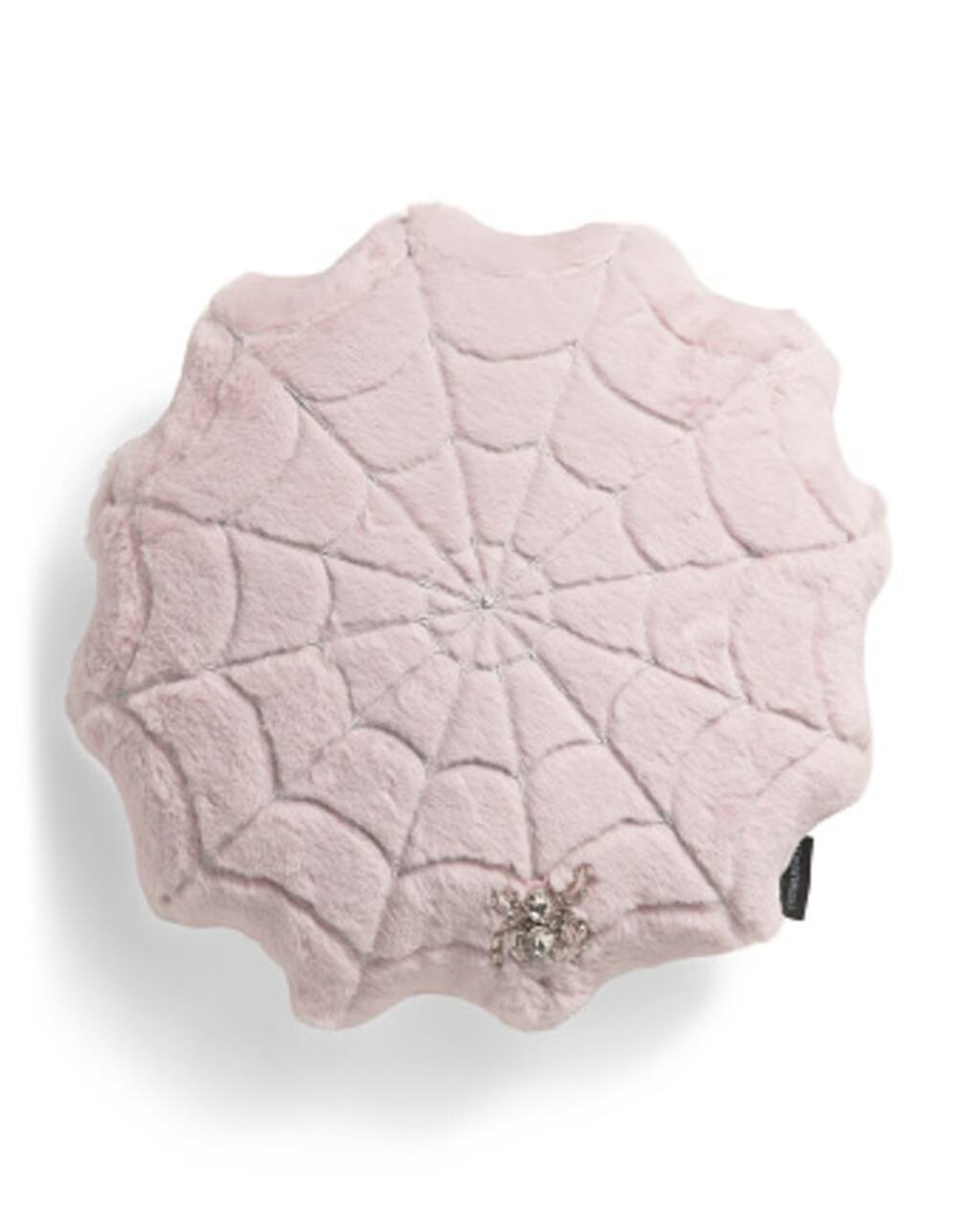 CYNTHIA ROWLEY Halloween Lilac Beaded W Broach Shaped Spider Web Pillow CHIC New
